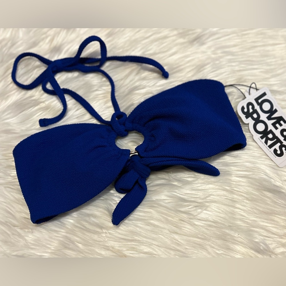Love & Sports Blue Ring Bikini Halter Top